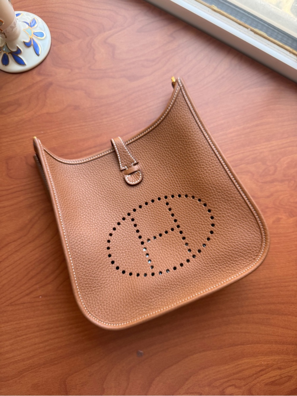Hermès Evelyne 23 in Gold Clemence leather